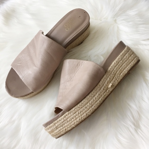 Franco Sarto Shoes - Franco Sarto Nude Leather Espadrille Mule Sandals